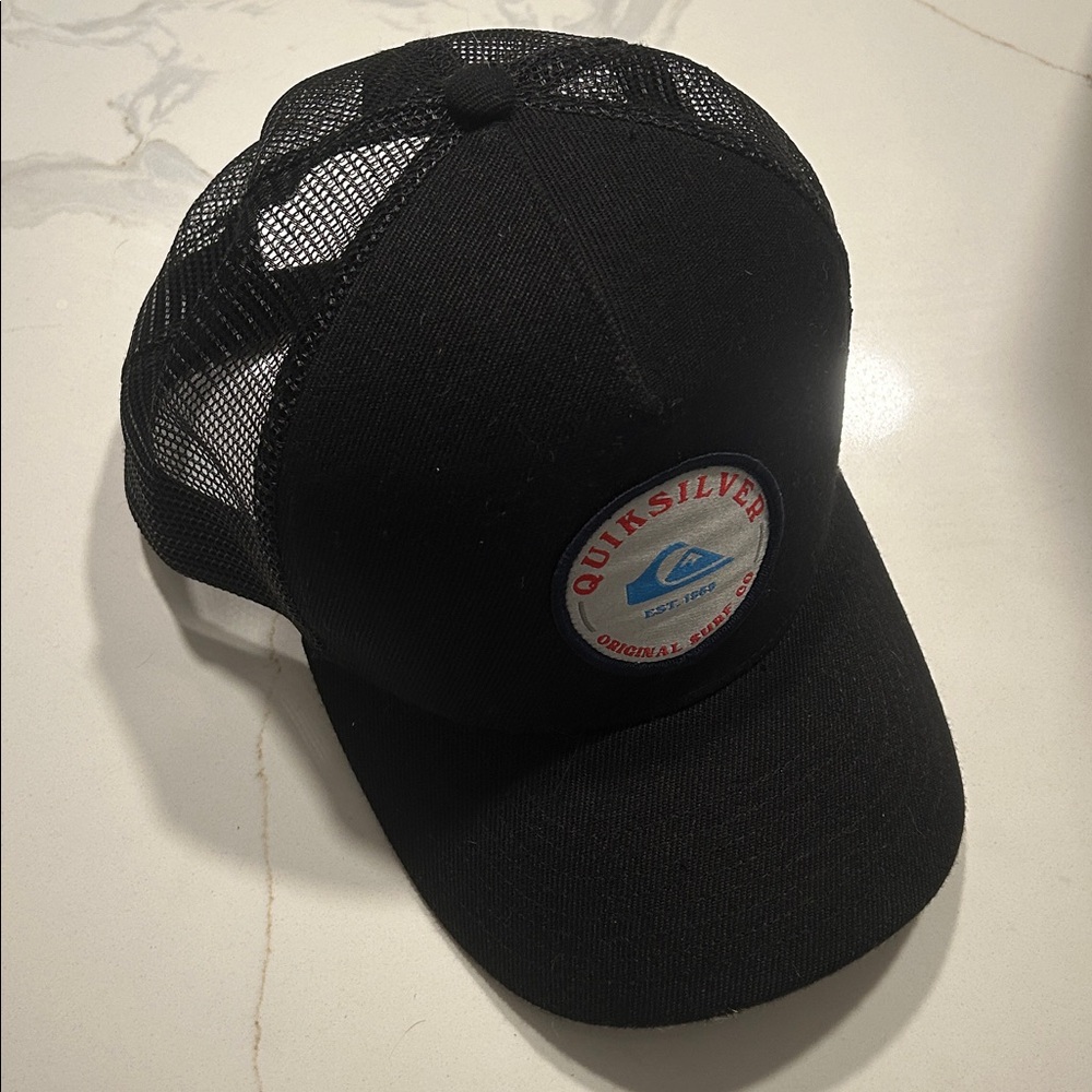 Quiksilver Black Trucker Cap with Logo Patch